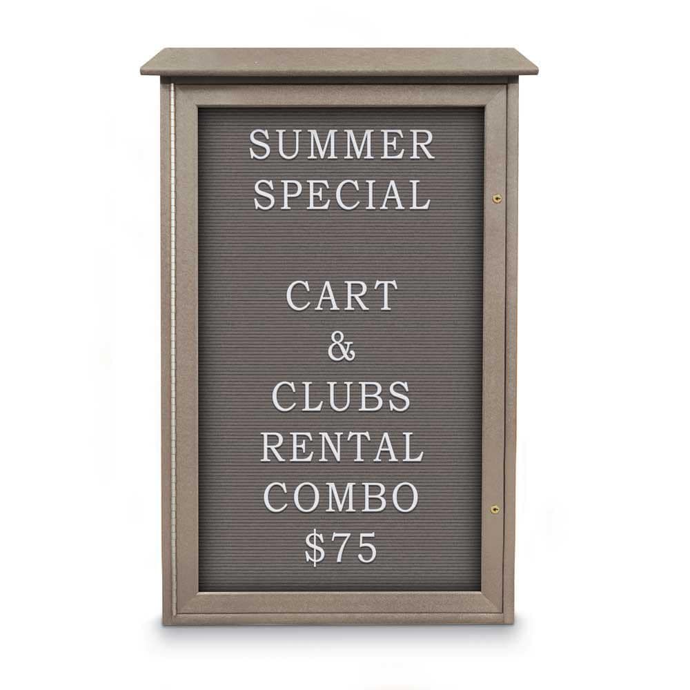 Enclosed Letter Board: 42" Wide, 26" High, Fabric, Gray