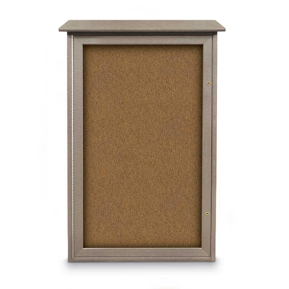 Enclosed Bulletin Board: 42" Wide, 26" High, Cork, Tan