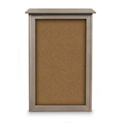 Enclosed Bulletin Board: 42" Wide, 26" High, Cork, Tan