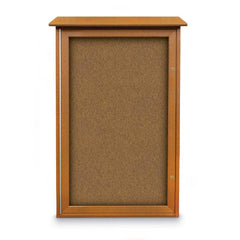 Enclosed Bulletin Board: 42" Wide, 26" High, Cork, Tan