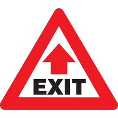 Adhesive Backed Floor Signs; Message Type: Traffic Control; Message/Graphic: Message & Graphic; Message or Graphic: Message & Graphic; Legend: EXIT; Material: Vinyl; Legend Color: Black; Color: Red, White, Black; Shape: Triangle