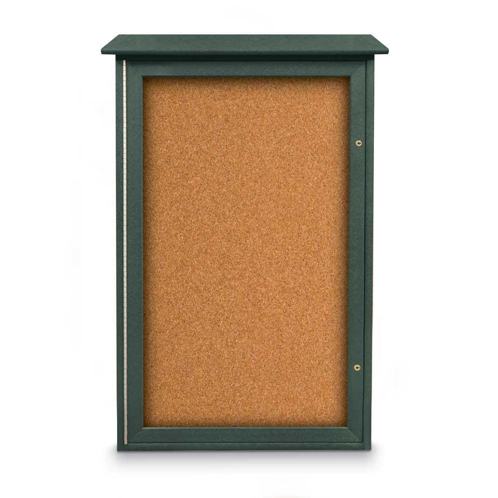 Enclosed Cork Bulletin Board: 42" Wide, 26" High, Cork, Natural Tan