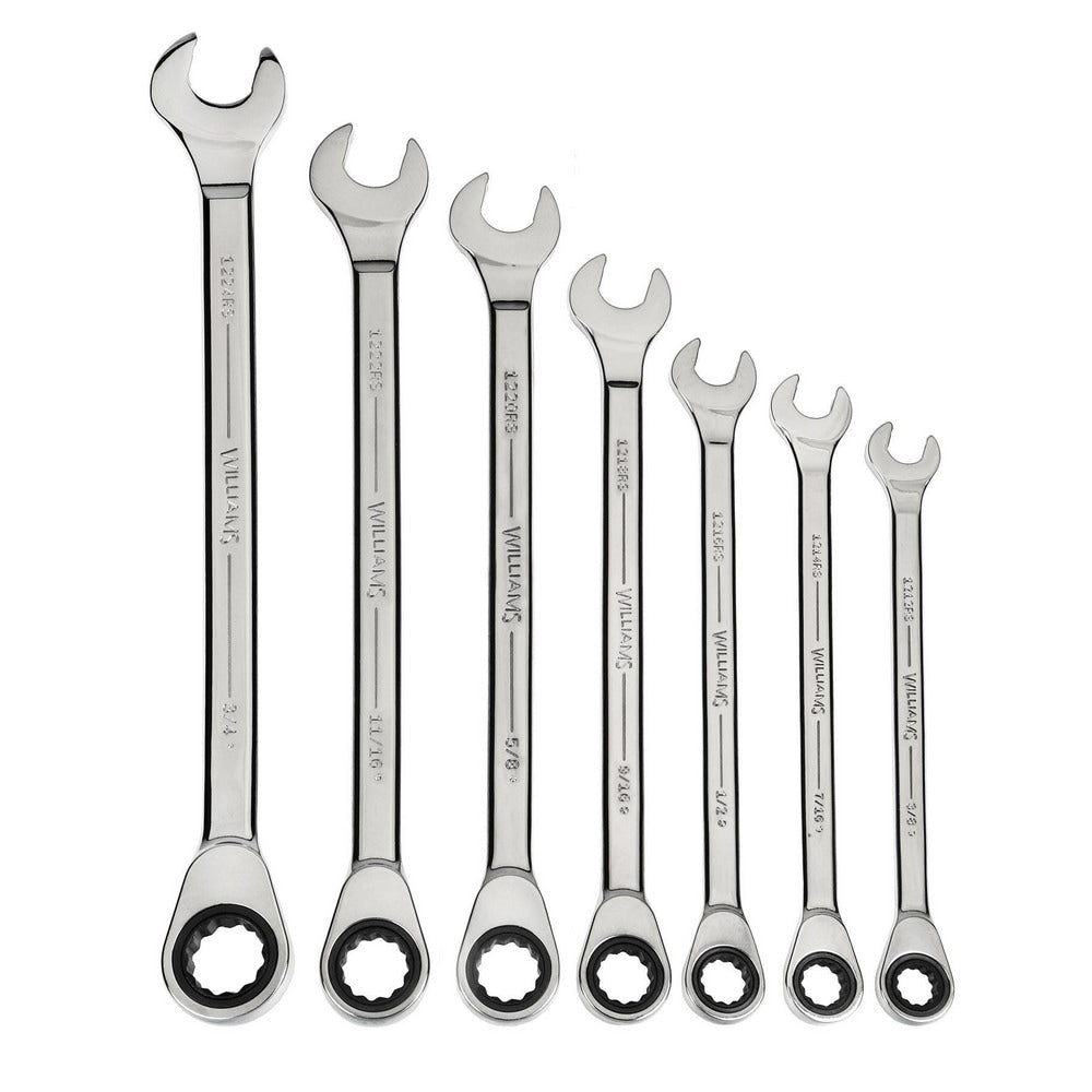 Combination Wrench: 7/16" Head Size, 15 deg Offset