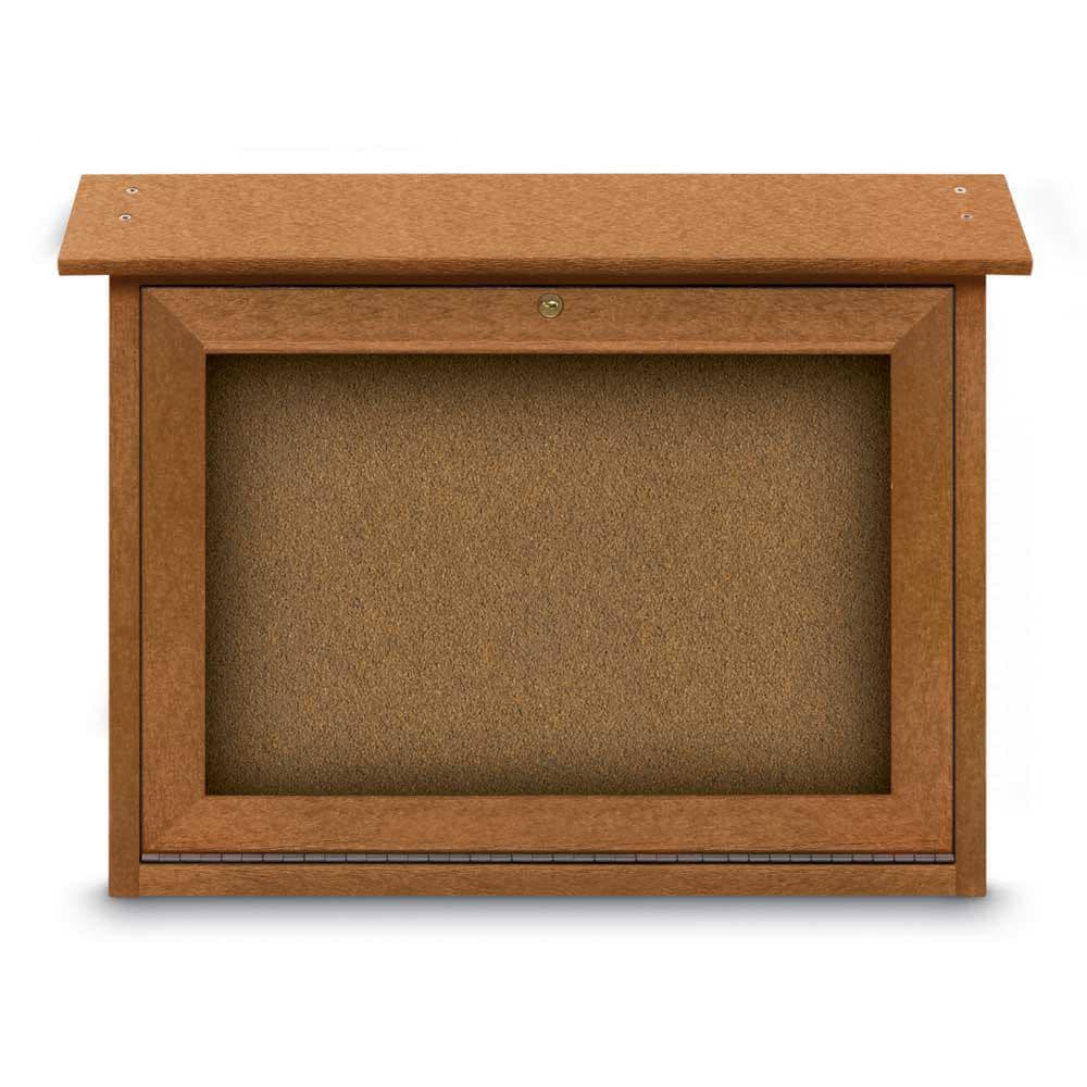 Enclosed Bulletin Board: 24" Wide, 18" High, Cork, Tan