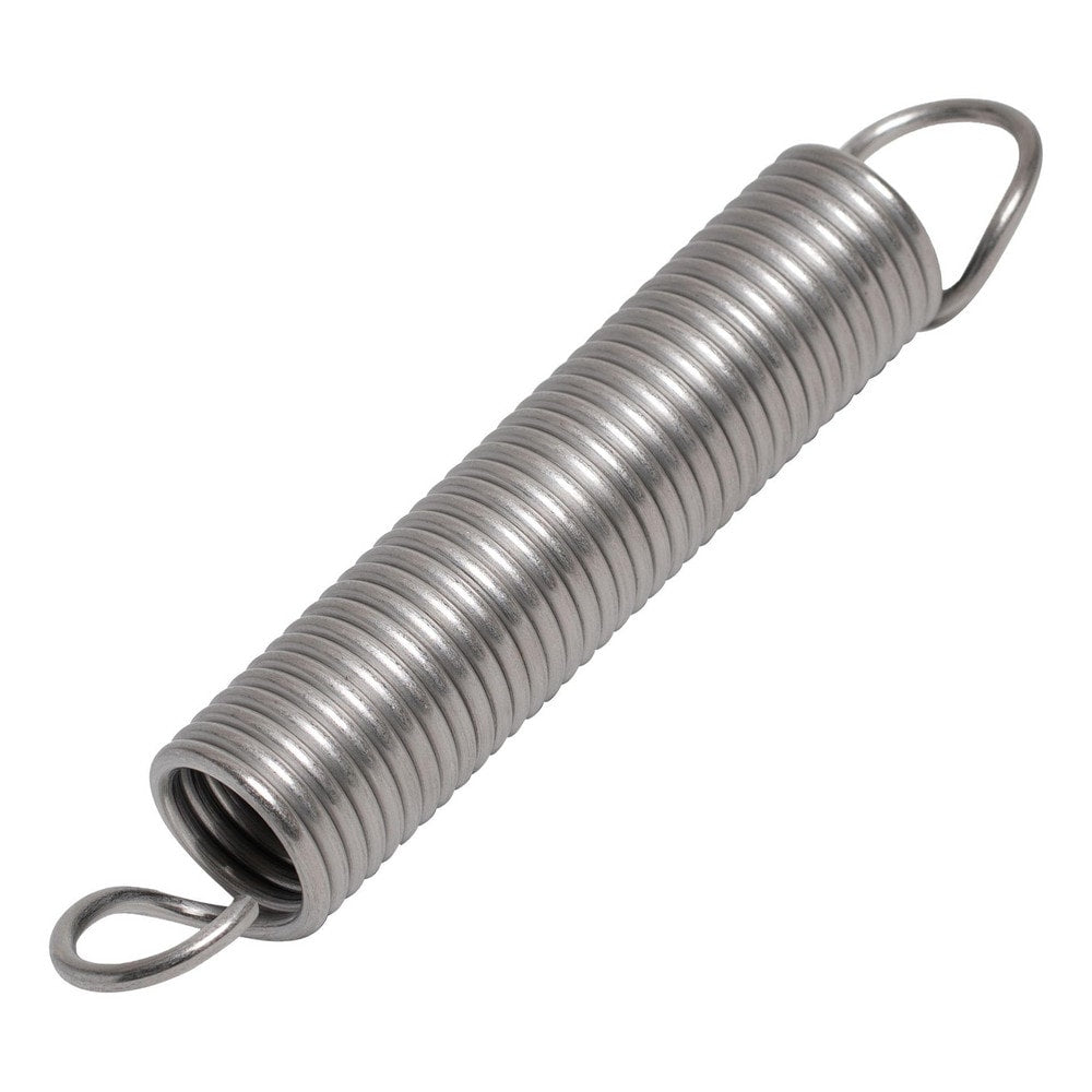 Extension Springs; End Type: Full Twist Loop; Outside Diameter (mm): 25.0000; Spring Rate: 76.3000; Material: Stainless Steel; Overall Length (Decimal Inch): 11.5740