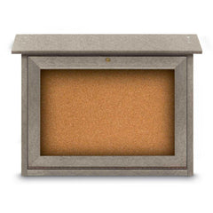 Enclosed Cork Bulletin Board: 24" Wide, 18" High, Cork, Natural Tan