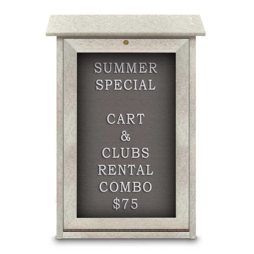 Enclosed Letter Board: 18" Wide, 29" High, Fabric, Gray