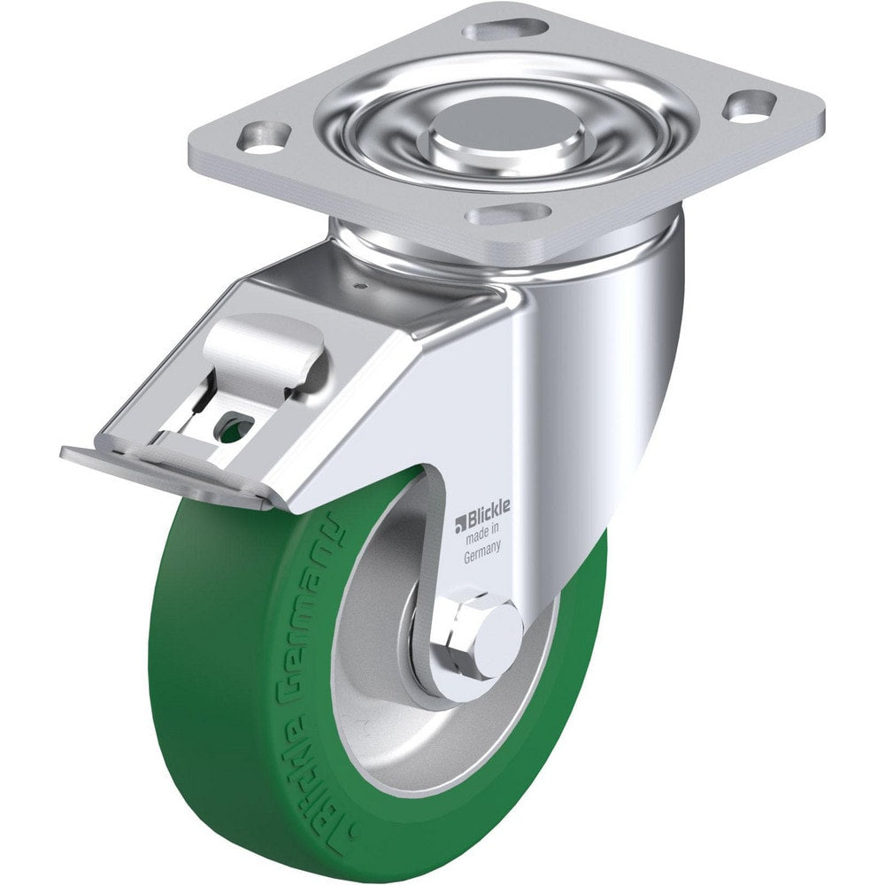 Top Plate Casters; Mount Type: Plate; Number of Wheels: 1.000; Wheel Diameter (Inch): 4; Wheel Material: Polyurethane; Wheel Width (Inch): 1-9/16; Wheel Color: Green