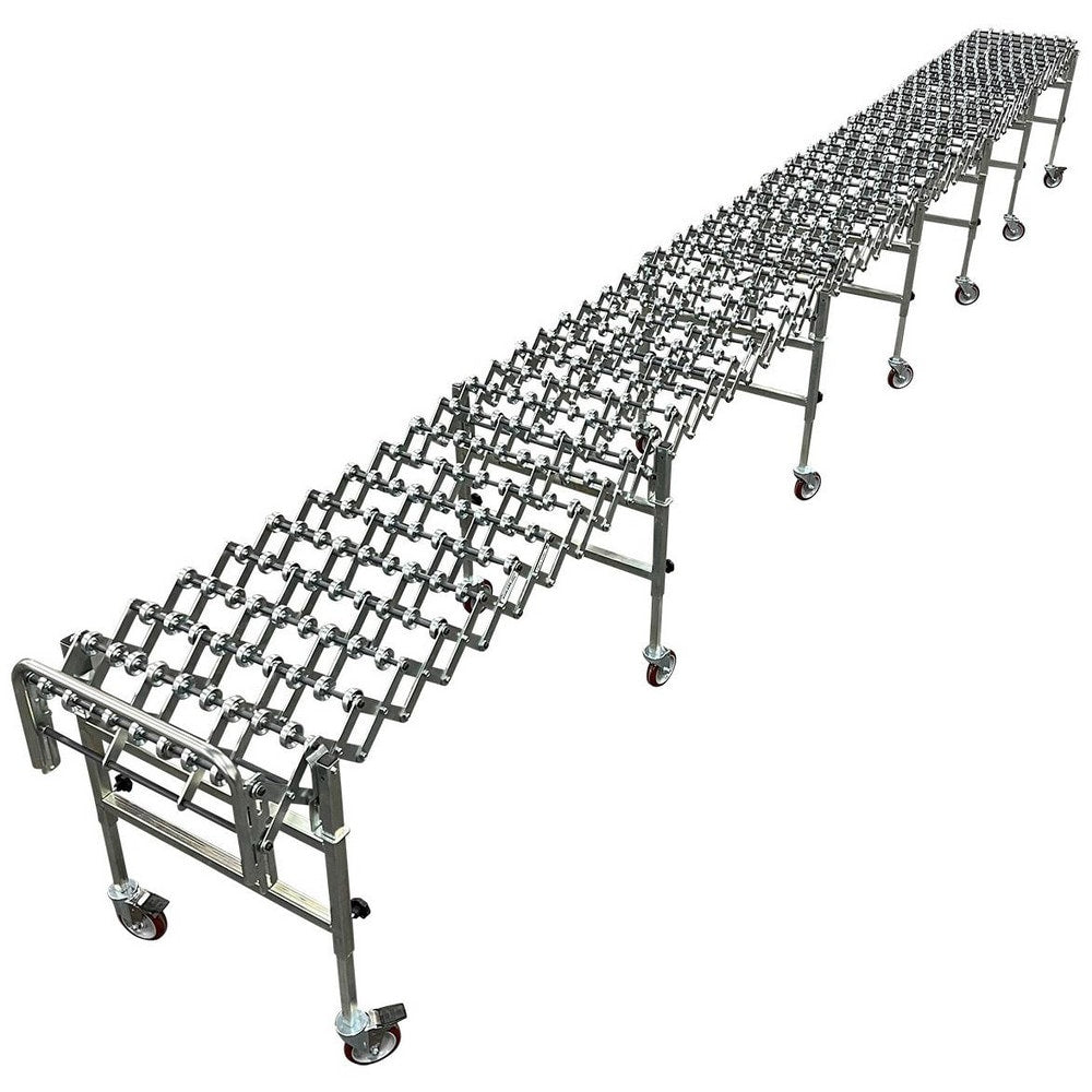 Gravity Conveyors; Conveyor Type: Skate Wheel; Component: Flexible Skate Wheel Conveyor; Telescopic: Yes; Overall Width: 22; Roller Diameter: 1.9000; Minimum Extended Length: 5.2 ft; Maximum Extended Length: 20.7000; Minimum Height (Inch): 28.0000