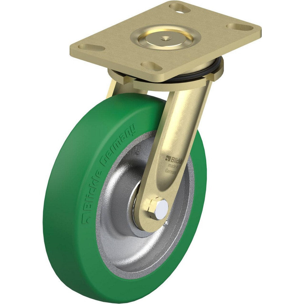 Top Plate Casters; Mount Type: Plate; Number of Wheels: 1.000; Wheel Diameter (Inch): 8; Wheel Material: Polyurethane; Wheel Width (Inch): 2; Wheel Color: Green