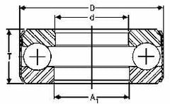 Thrust Bearing: 1.5" ID, 2.594" OD, 0.75" Thick, Ball, 21,400 lb, 9,800 psi Max PV