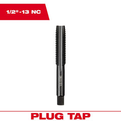 Straight Flute Tap: 1/2-13 4 Flute, Plug Chamfer, 2B Class of Fit, High-Carbon Steel, Black Oxide Finish