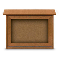 Enclosed Bulletin Board: 24" Wide, 18" High, Cork, Tan