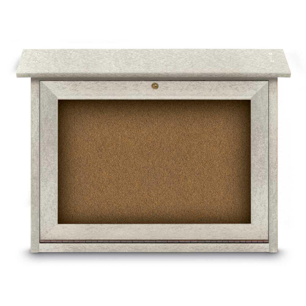 Enclosed Bulletin Board: 24" Wide, 18" High, Cork, Tan