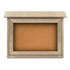 Enclosed Cork Bulletin Board: 24" Wide, 18" High, Cork, Natural Tan