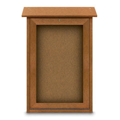 Enclosed Bulletin Board: 18" Wide, 29" High, Cork, Tan