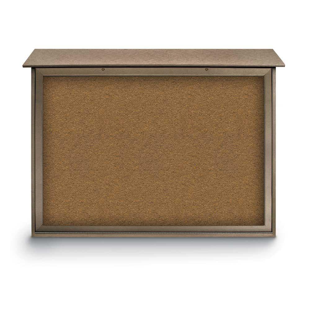 Enclosed Bulletin Board: 52" Wide, 40" High, Cork, Tan