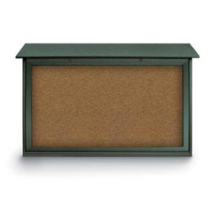 Enclosed Bulletin Board: 45" Wide, 30" High, Cork, Tan