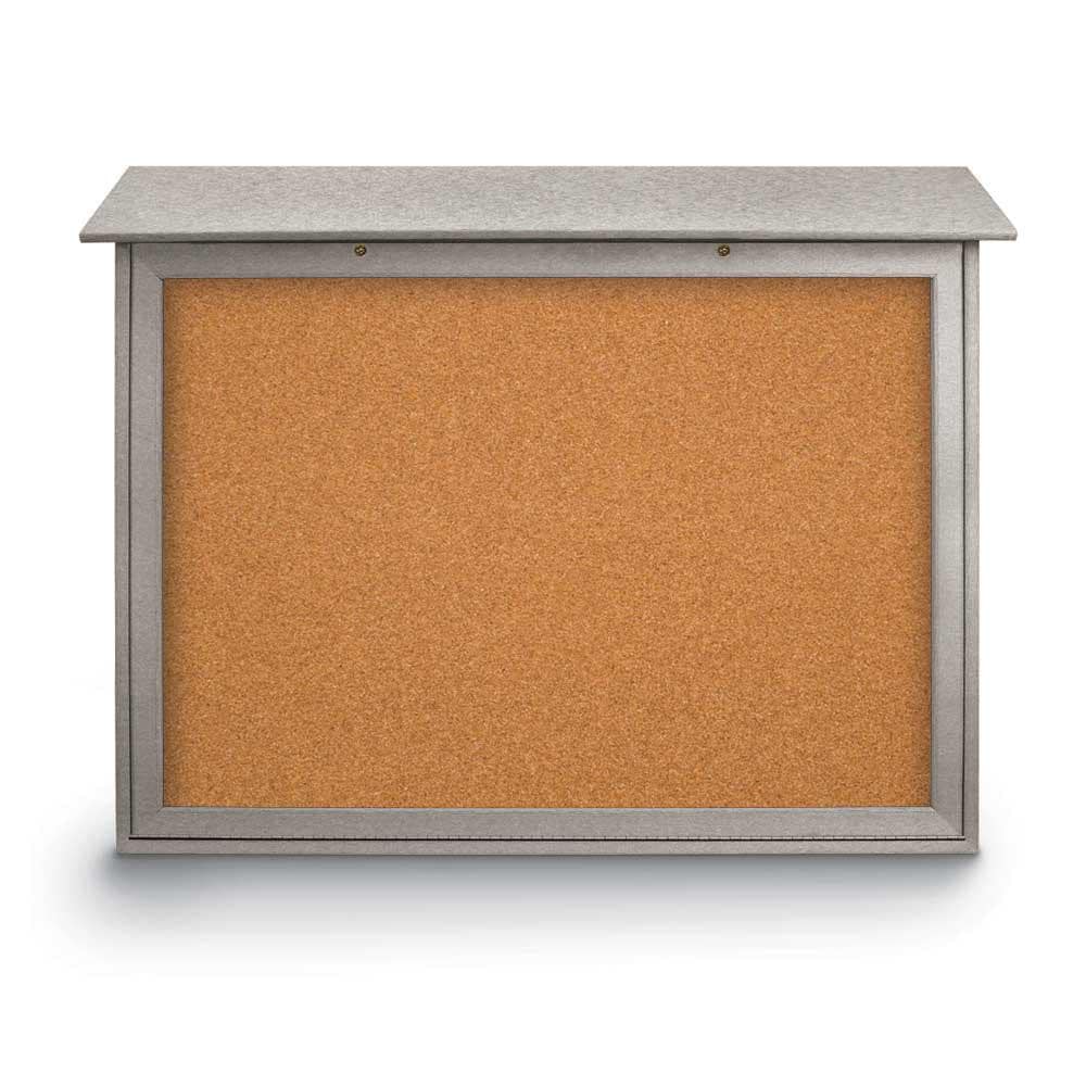 Enclosed Cork Bulletin Board: 45" Wide, 36" High, Cork, Natural Tan