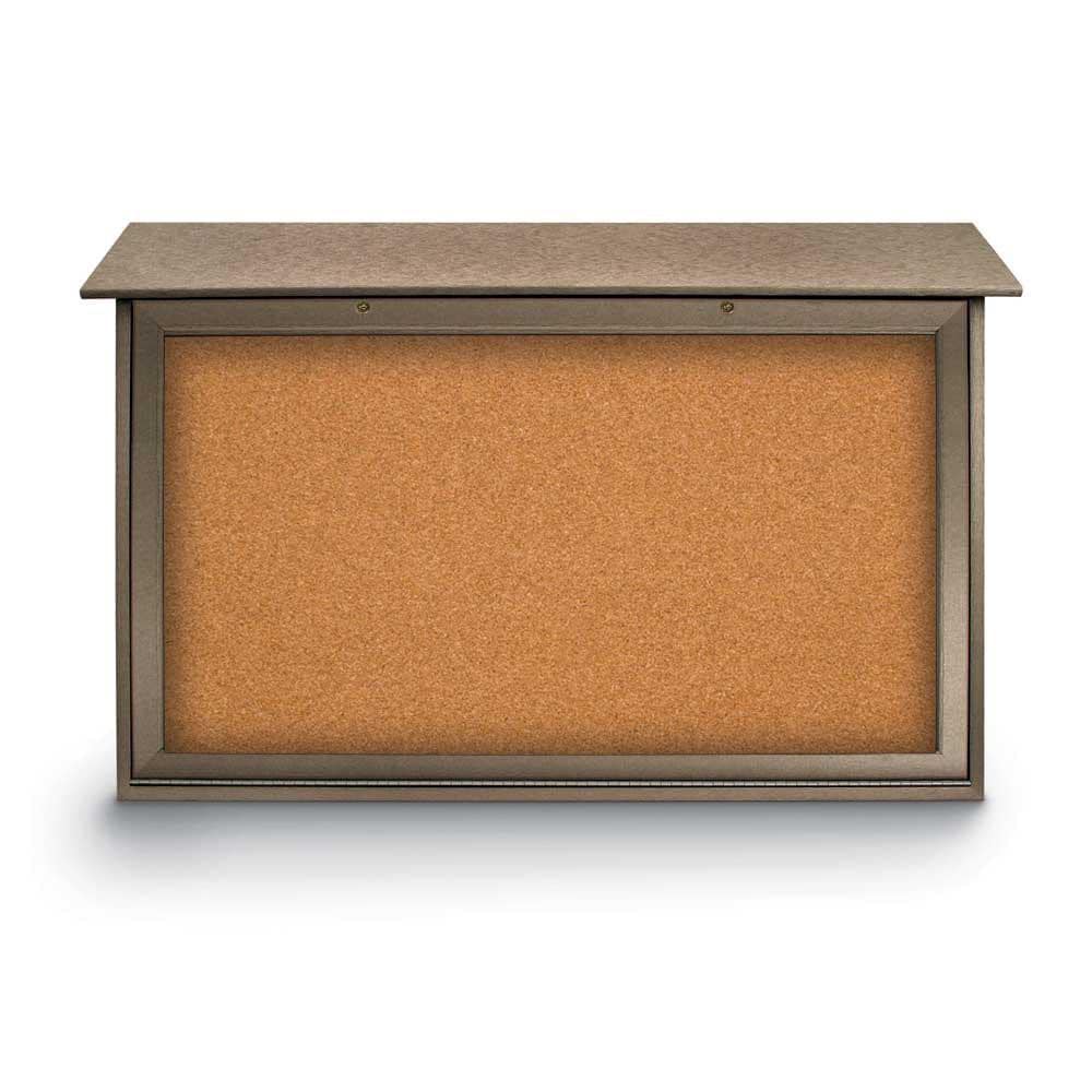 Enclosed Cork Bulletin Board: 45" Wide, 30" High, Cork, Natural Tan