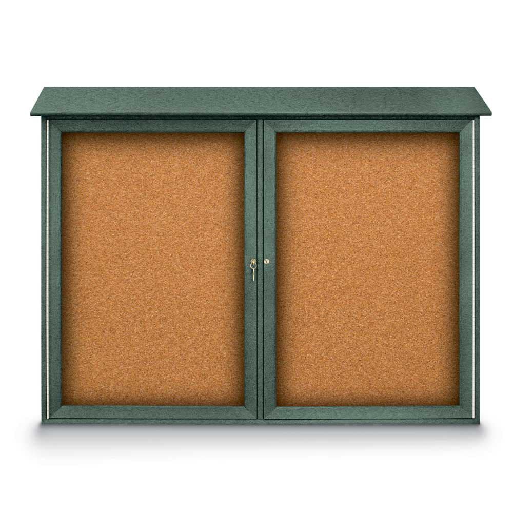 Enclosed Cork Bulletin Board: 52" Wide, 40" High, Cork, Natural Tan