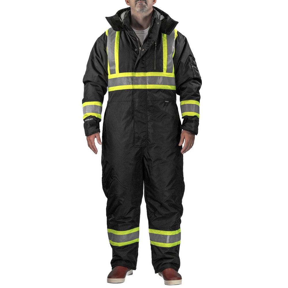 Coveralls & Overalls; Garment Style: Coveralls; Size: 3X-Large; Color: Black, Fluorescent Yellow-Green; Material: 420D Polyurethane Coated Nylon, Polyester; Hazardous Protection Level: ANSI/ISEA 107 Type O, Class 1; CSA Z96 Class 1 Level 2; Ankle Style: O