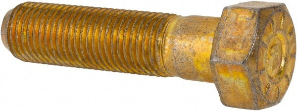 Hex Head Cap Screw: 3/8-24, 1-1/2" Length Under Head, Grade L9 Steel, Yellow Zinc Dichromate Finish