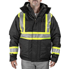 Work Jacket: Size Large, 420D Polyurethane Coated Nylon & Polyester, Zipper & Snaps Closure