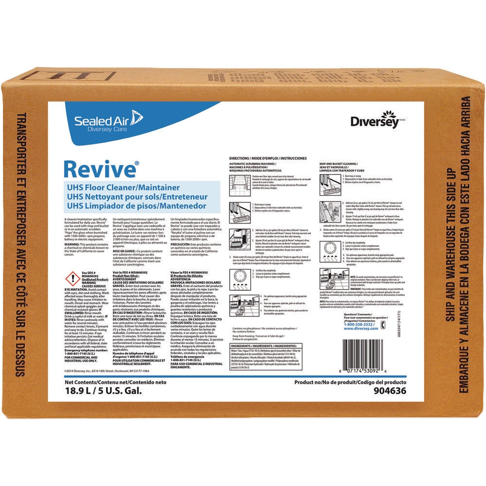 Floor Cleaners, Strippers & Sealers; Product Type: Cleaner/Maintainer; Container Type: Box; Container Size (Gal.): 5.00; Material Application: Porcelain, Vinyl, Laminate, Linoleum, Wood, Travertine, Ceramic, Concrete, Terrazzo, Marble, Granite; Compositio