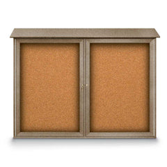 Enclosed Cork Bulletin Board: 52" Wide, 40" High, Cork, Natural Tan