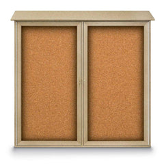 Enclosed Cork Bulletin Board: 48" Wide, 48" High, Cork, Natural Tan