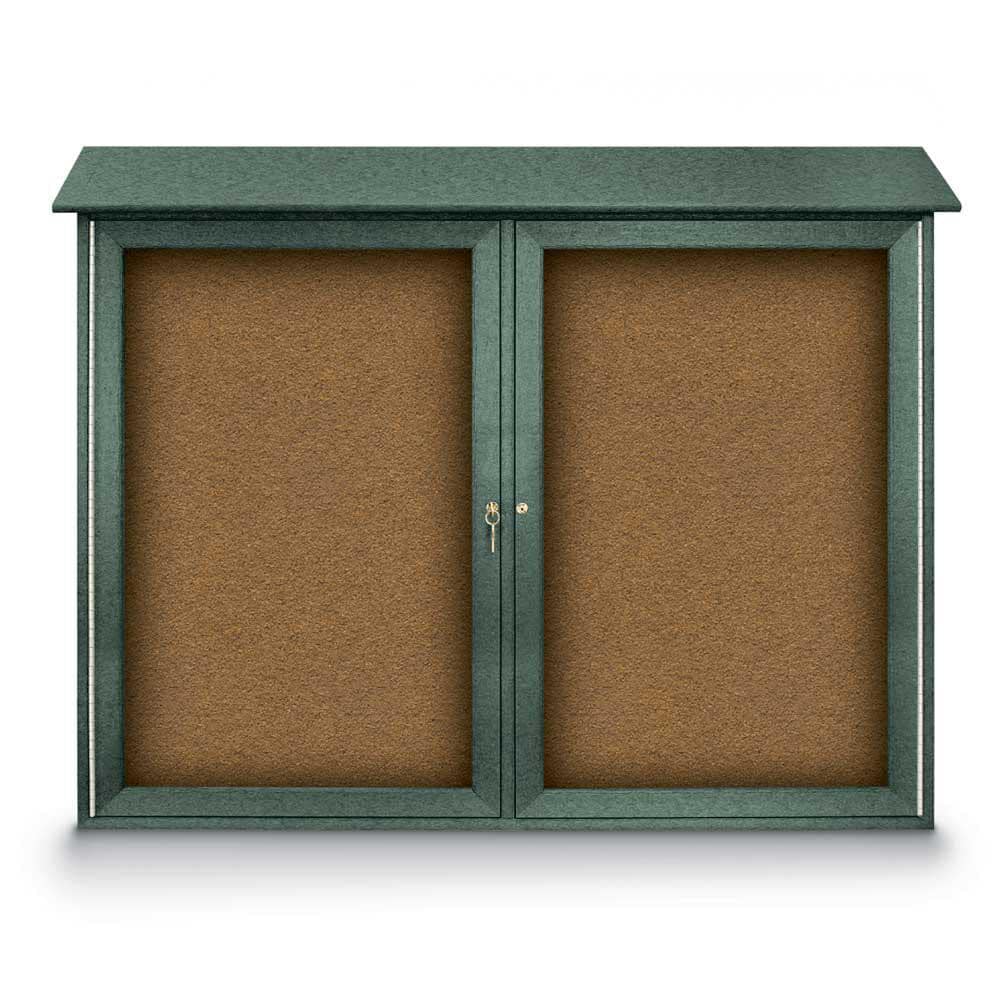 Enclosed Bulletin Board: 45" Wide, 36" High, Cork, Tan