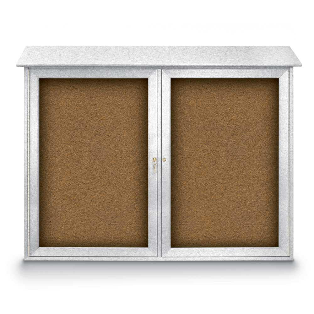 Enclosed Bulletin Board: 45" Wide, 36" High, Cork, Tan