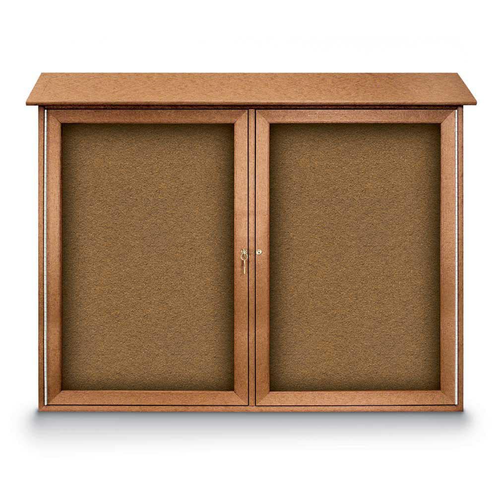 Enclosed Bulletin Board: 45" Wide, 36" High, Cork, Tan