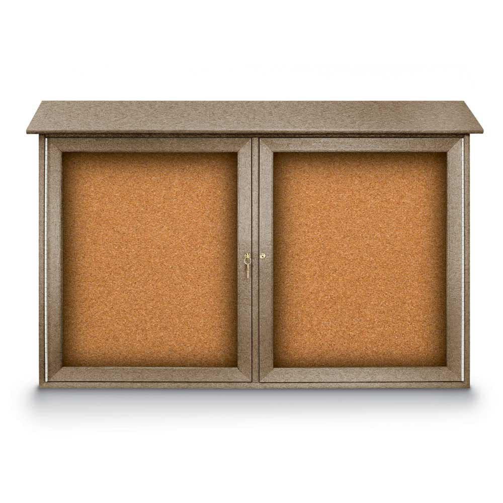 Enclosed Cork Bulletin Board: 45" Wide, 30" High, Cork, Natural Tan