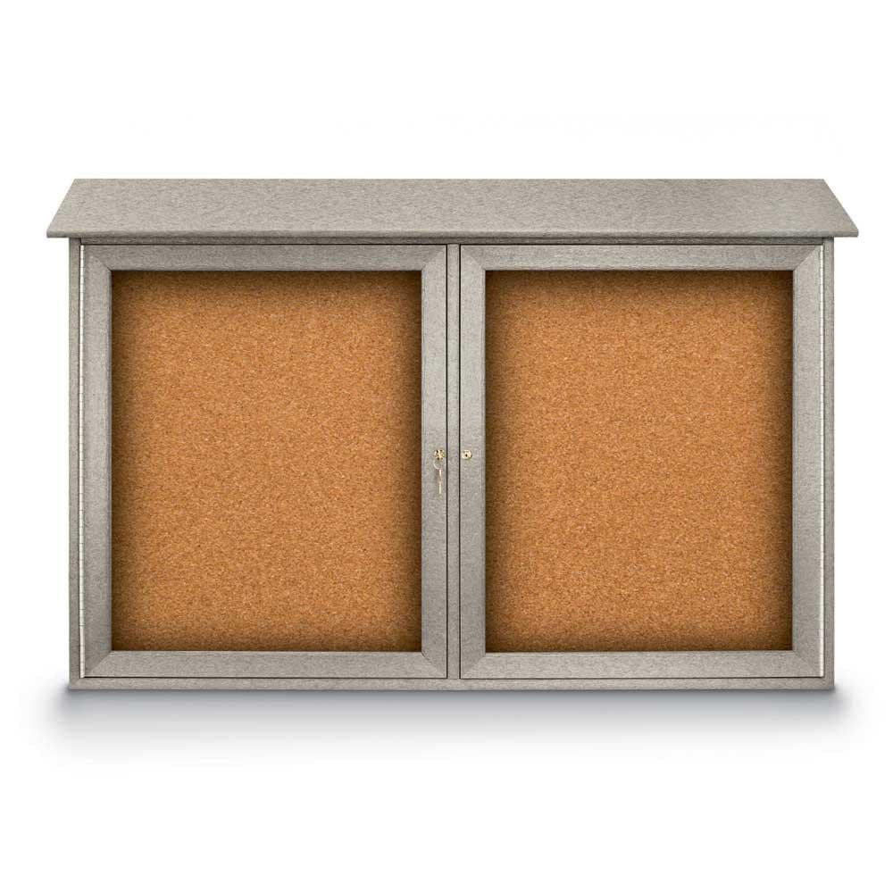 Enclosed Cork Bulletin Board: 45" Wide, 30" High, Cork, Natural Tan