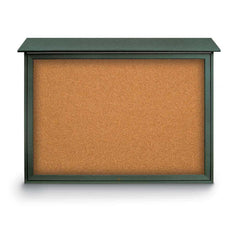 Enclosed Cork Bulletin Board: 52" Wide, 40" High, Cork, Natural Tan