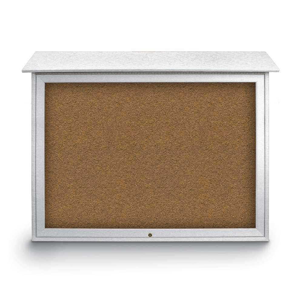 Enclosed Bulletin Board: 45" Wide, 36" High, Cork, Tan