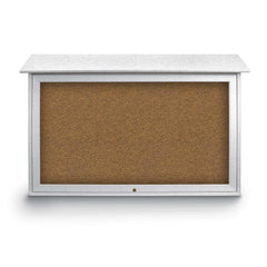 Enclosed Bulletin Board: 45" Wide, 30" High, Cork, Tan