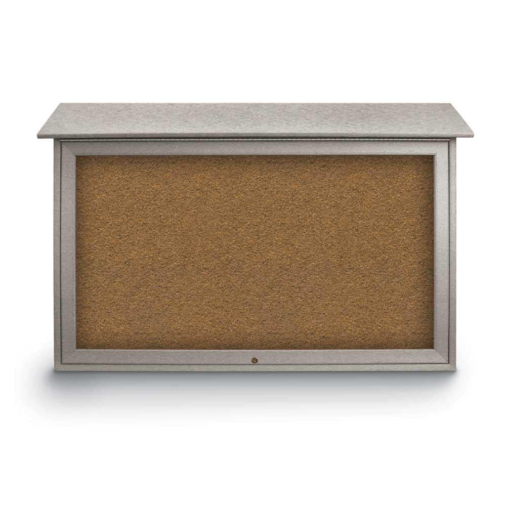 Enclosed Bulletin Board: 45" Wide, 30" High, Cork, Tan