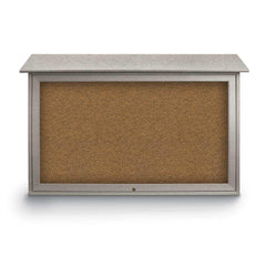 Enclosed Bulletin Board: 45" Wide, 30" High, Cork, Tan