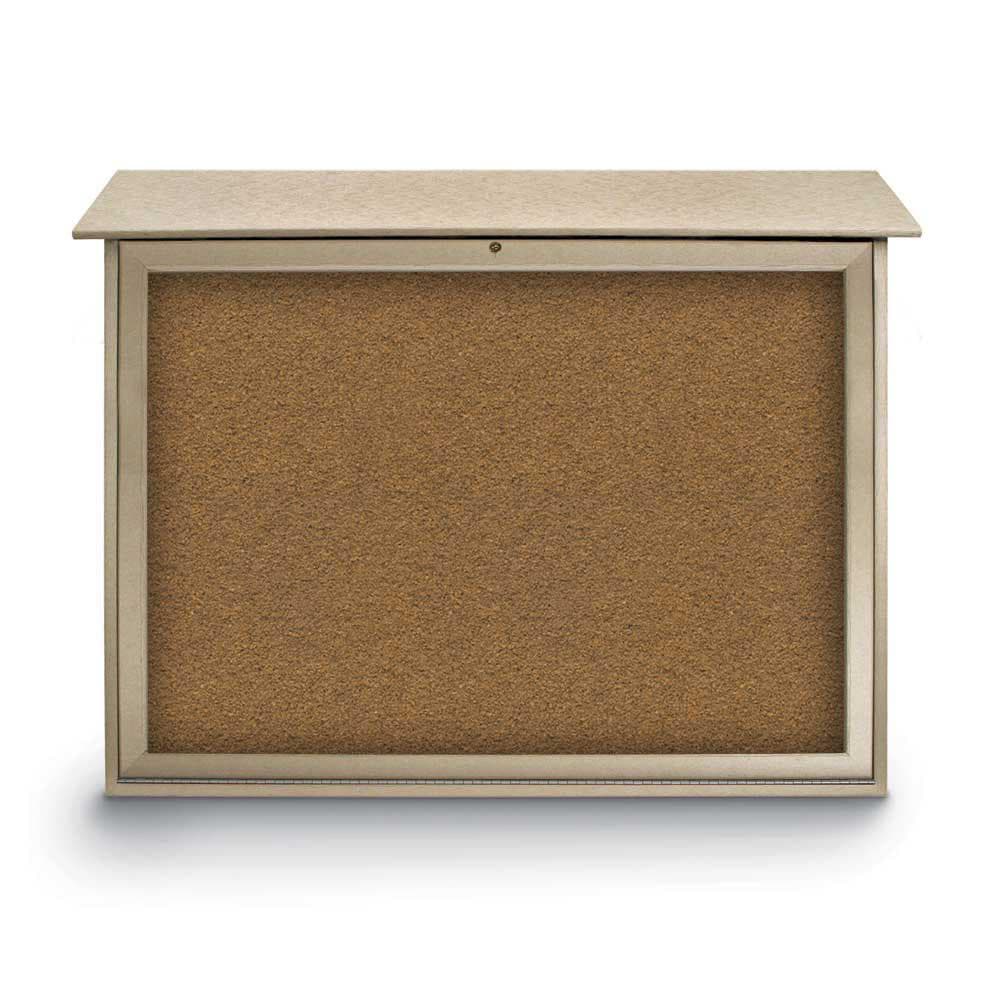 Enclosed Bulletin Board: 45" Wide, 36" High, Cork, Tan