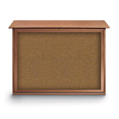 Enclosed Bulletin Board: 45" Wide, 36" High, Cork, Tan