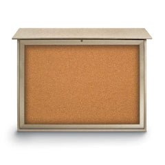 Enclosed Cork Bulletin Board: 45" Wide, 36" High, Cork, Natural Tan