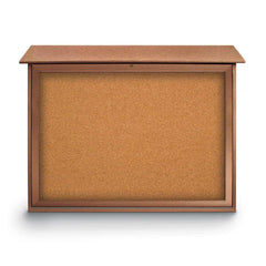 Enclosed Cork Bulletin Board: 45" Wide, 36" High, Cork, Natural Tan