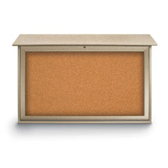 Enclosed Cork Bulletin Board: 45" Wide, 30" High, Cork, Natural Tan