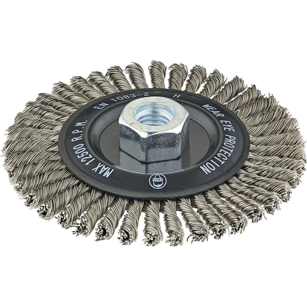 Wheel Brush: 6" Wheel Dia, 1/4" Face Width, 0.0200" Wire Dia,  Crimped