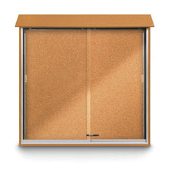 Enclosed Cork Bulletin Board: 48" Wide, 48" High, Cork, Natural Tan