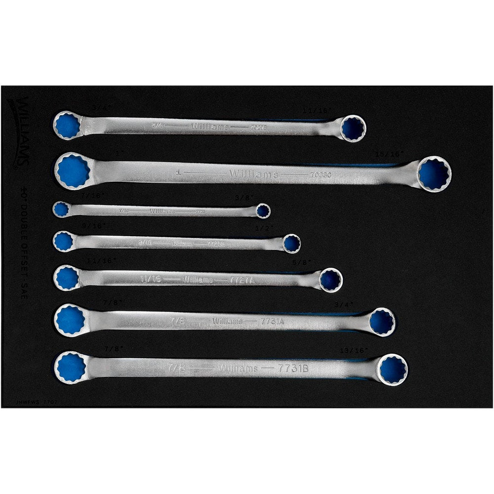 Double Head Open End Wrench Set: 7 Pc, Inch