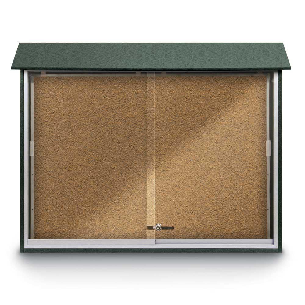 Enclosed Bulletin Board: 45" Wide, 36" High, Cork, Tan